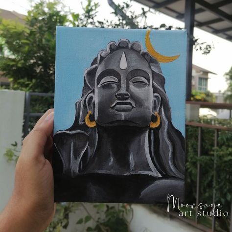 adiyogi painting ideas Canvas Painting Ideas Shiva, Adiyogi Painting On Canvas, Adiyogi Shiva Painting, Adiyogi Painting, Shiva Canvas Painting, Adi Yogi, Adiyogi Shiva, Mirror Canvas Art, Mom Drawing