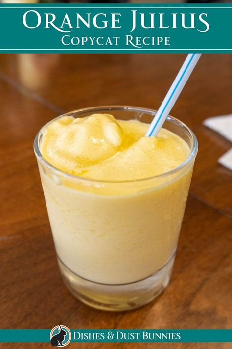 Want to know how you can make your own version of Orange Julius in less than 5 minutes? This easy copycat recipe will have anyone addicted. With only a few simple ingredients, it's not surprising that this refreshing drink tastes just like the original! The tangy taste is perfect for those hot summer days when all we want are some cold refreshments on hand or during a nice leisurely breakfast any time of the year! Frozen Juice Concentrate Recipes, Orange Drinks Nonalcoholic, Recipes Using Orange Juice, Orange Julius Recipe Original, Orangeade Recipe, Copycat Orange Julius, Orange Julius Copycat Recipe, Creamsicle Drink, Orange Julius Smoothie