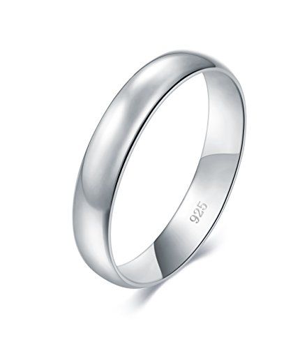 BORUO 925 Sterling Silver Ring High Polish Plain Dome Tarnish Resistant Comfort Fit Wedding Band 4mm Ring Boy Rings, Rings Cheap, Pet Memorial Necklace, Amazon Jewelry, Comfort Fit Wedding Band, Cuff Bracelets Handmade, Silver Band Ring, Womens Wedding Bands, Wedding Locations