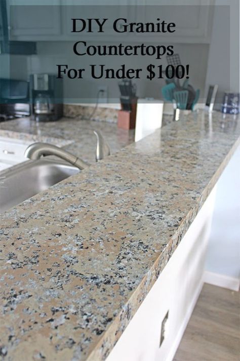 How to DIY your own granite countertops!! Budget kitchen decorating Replace Countertop Diy, Diy Granite Countertops, Replacing Countertops, Organize Kitchen, Diy Kitchen Countertops, House Makeovers, Countertop Ideas, Budget Kitchen Remodel, Painting Countertops