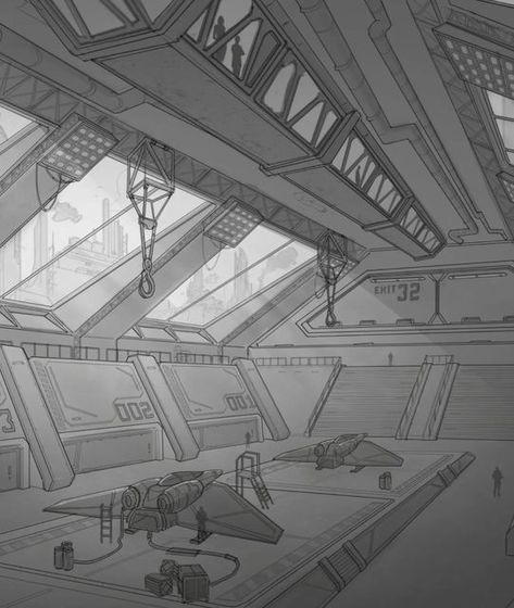 Space Base Concept Art, Spacestation Concept Art, Sci Fi Station, Sci Fi Interior Concept Art, Spaceship Interior Concept Art, Hangar Concept Art, Sci Fi Environment Concept Art Interior, Space Station Concept Art, Space Port Concept Art