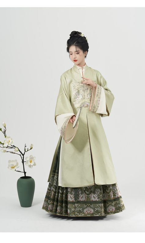 ZhiZaoSi Original Ming Dynasty Green Horse Face Skirt Traditional Chinese Style Women Hanfu Dress Set Elegant Vintage Shirt Coat| | - AliExpress Chinese Ming Dynasty Clothing, Qing Dynasty Hanfu, Hanfu Ming Dynasty, Ming Hanfu, Green Hanfu, Ming Dynasty Clothing For Women, Chinese Dynasty Fashion, Hanfu Women, Traditional Chinese Clothing Female