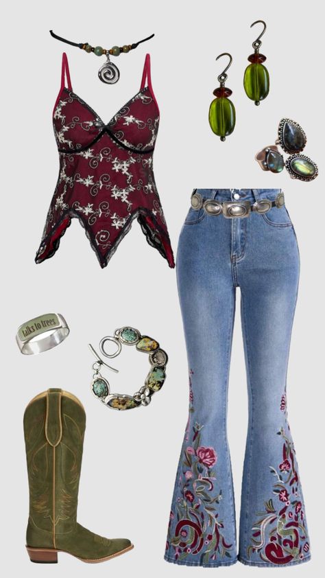 Whimsigoth hippie outfit #outfitinspo #vintage #hippie #boho 2000s Hippie, Hippie Outfit Inspo, Whimsigoth Outfits, Witchy Outfits, Conservative Fashion, Hippie Fashion, Vintage Hippie, Hippie Outfits, Early 2000s