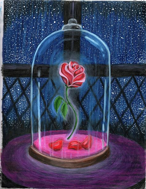 Beauty And Beast Painting, Beauty And The Beast Art Paintings, Beauty And The Beast Rose Painting, Beauty And The Beast Paintings, Beauty And The Beast Painting, Beauty And The Beast Flower, Disney Princess Paintings, Beauty And The Beast Drawing, Disney Canvas Paintings