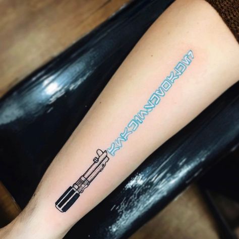 Lightsaber Tattoo, Tattoos To Cover Scars, Nerd Tattoo, Tattoos With Kids Names, Star Wars Tattoo, Music Tattoos, Tattoo Art Drawings, Small Tattoo Designs, Star Tattoos