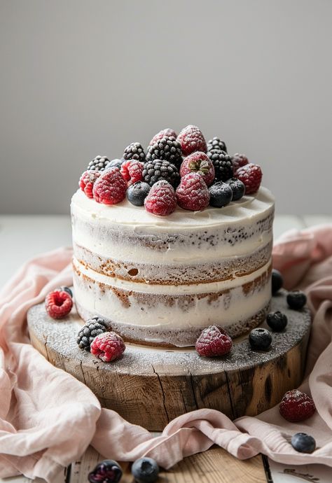 Learn How to Cook Naked Cake Recipe For Free | Recipes You'll Love, Made Easy! Naked Cake Decorating Ideas, 2 Layers Cake, Naked Cake Design, Magical Cupcakes, Naked Cakes Chocolate, Naked Lemon Cake, Naked Cake Ideas, Naked Fruit Cake, Naked Cake Birthday