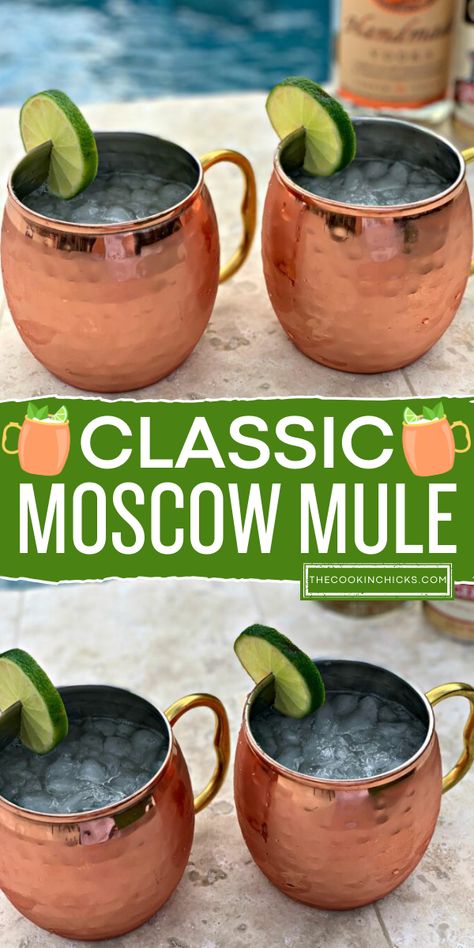 Searching for trendy cocktail? Try this Classic Moscow Mule. This 3-ingredient recipe is easy to prepare. Best to serve for your alcohol 4th of July party drinks. It's refreshing, simple and awesome for summer cocktail recipes too! 4th Of July Party Drinks, Mule Drink Recipes, Moscow Mule Drink Recipes, Best Moscow Mule, Mule Drink, Unique Cocktail Recipes, The Cookin Chicks, Easy Alcoholic Drinks, Spring Drink