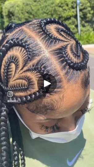 Hair | I LOVE THE HEART SHAPED BRAIDS 🔥🔥🔥🔥🔥 #explorepage | By JeanettixxxxFacebook Heart Fulani Braids, Heart Braids For Kids, Heart Braided Hairstyles, Heart Shaped Braids, Heart Braids, Heart Braid, Braid Designs, Braids For Kids, Cornrow Hairstyles