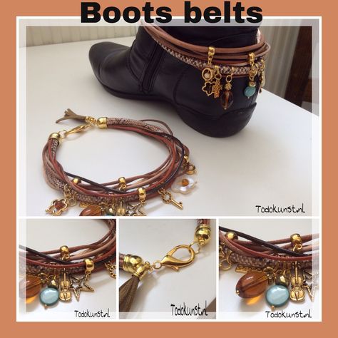 Boot Straps Diy, Boho Accessories Diy, Macrame Lessons, Boot Makeover, Shoe Chains, Cuffs Diy, Boots Diy, Shoe Makeover, Hippie Boots