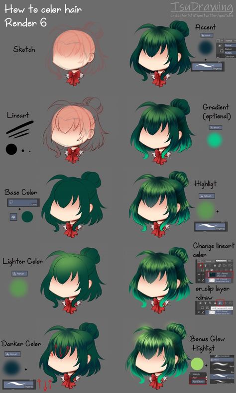 Hair Rendering Tutorial, Digital Art Hair, Rendering Tutorial Digital Art, Hair Rendering, Clip Studio Paint Tutorial, Rendering Tutorial, Digital Art Tutorial Beginner, Anime References, How To Draw Anime