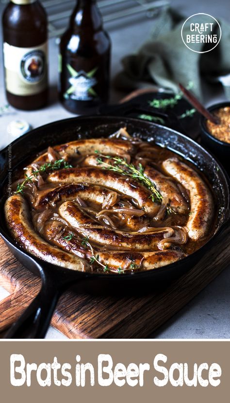 Oktoberfest Party Ideas, Beer Brats Recipe, How To Cook Brats, Brats Recipes, Beer Sauce, Bratwurst Recipes, German Food Authentic, Beer Brats, Oktoberfest Food