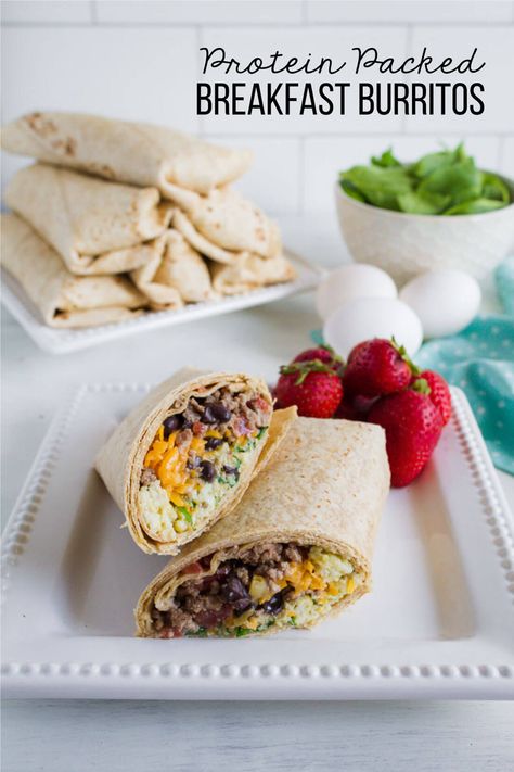 Protein-Packed Breakfast Burritos Protein Breakfast Burrito, Miami Breakfast, Breakfast Burrito Recipes, Burrito Breakfast, Brunch Ring, Pancake Dippers, Camp Meals, Breakfast Protein, Packed Breakfast