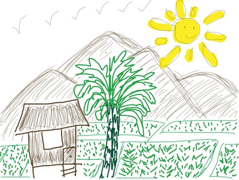 Bahay kubo kahit munti....a simple life. Bahay Kubo Drawing Easy, Bahay Kubo Drawing, Bahay Kubo Design Philippines, Philippines Drawing, Bahay Kubo Design, Vegetables Drawing, Nipa Hut, Beautiful Scenery Drawing, Tats Ideas