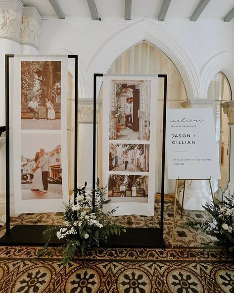 Gallery Table Wedding, Bridal Aisle, Retirement Decor, Wedding Expo Booth, Engagement Details, Wedding Photo Table, Wedding Church Aisle, Wedding Photo Walls, Mini Gallery