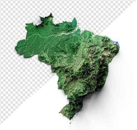 Brazil Map Illustration, Topographic Map Art, Brazil Map, Topography Map, Poster Mockup Psd, South America Map, Maputo, Relief Map, Collage Poster