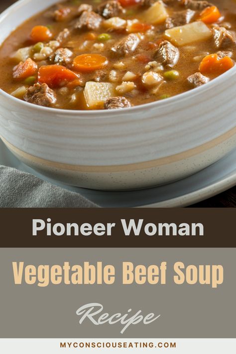 Wholesome vegetable beef soup Hamburger Stew Recipes Pioneer Woman, Pioneer Woman Vegetable Beef Soup, Pioneer Woman Potatoes, Hamburger Stew, Canning Whole Tomatoes, Beef Soup Recipes, Vegetable Beef Soup, Cold Soup, Chicken Dips