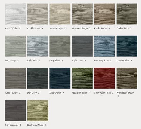 Hardie Board and Fiber Cement Siding Guide| StateLine Exteriors Hardie Plank Colors, Hardie Board Siding Colors, Hardie Board Colors, Hardie Plank Siding, James Hardie Siding Colors, Hardie Board Siding, Vinyl Siding Colors, Hardy Plank Siding, Hardie Board