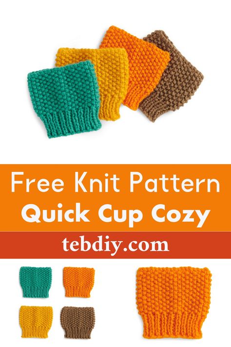 Knit Cup Cozy Free Pattern, Knitted Cup Cozy, Cup Cozy Knitting Pattern, Cup Sleeve Pattern, Knit Cup Cozy, Knit Coffee Cozy, Mug Cozy Pattern, Cup Cozy Pattern, Beer Cozy