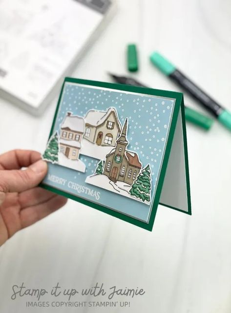 Stampin' Up! Yuletide Village Merry Christmas Sweet Christmas Card, Pumpkin Ideas, Stampin Up Christmas, Sweet Christmas, Christmas Stamps, Some Cards, Card Tutorials, Holiday Catalog, Pretty Cards