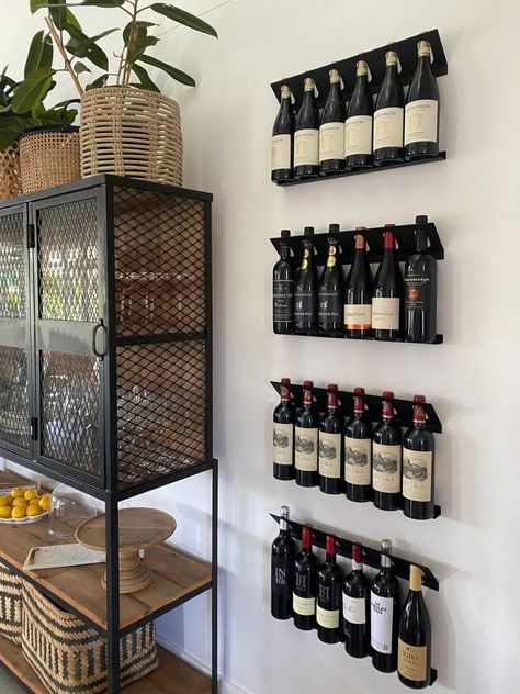 WINE RAIL | MESS | The Local Edit Wine Display Ideas Small Spaces, Wine Station, Store Interiors, Wine Display, Everyday Objects, Minimalist Aesthetic, Simple Living, Bar Cart, Wine Rack