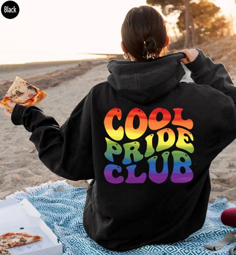 are wearing a pair of denim shorts and white sneakers, completing the casual and stylish look perfect for a pride parade outfit. Show off your pride with this unique and empowering hoodie! #prideoutfitideas #gaypride #lgbtq+ Pride T Shirt Design, Darcy Cosplay, Lgbtq Outfit, Gay Outfits, Lgbtq Fashion, Lgbtq Ally, Pride Hoodie, Preppy Tee, Pride Clothing