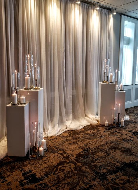 Candlelight Wedding Ceremony, Candle Backdrop, Birch Chuppah, Candle Lit Wedding, Modern Wedding Ceremony, Ceremony Candles, Wedding Ceremony Backdrop, Background Photos, November Wedding