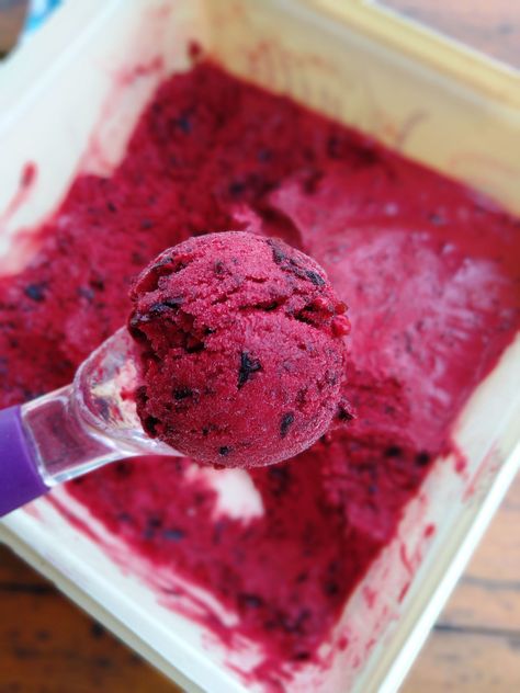 Mixed Berry Sorbet, Blueberry Ice Cream Recipe, Sour Cherry Recipes, Blueberry Sorbet, Almond Ice Cream, Blueberry Ice Cream, Raspberry Ice Cream, Vegan Blueberry, Sorbet Recipes