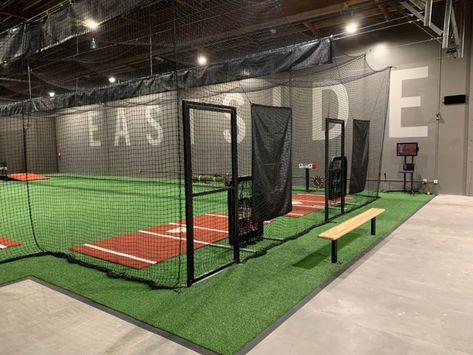 Batting Cage Facility, Baseball Facility Design, Baseball Training Facility, Baseball Cages Indoor, Indoor Batting Cage Facility, Batting Cage Business, Baseball Facility Indoor, Batting Cages Indoor, Indoor Softball Facility