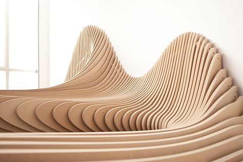 Curved Sculpture, Modern Office Furniture Design, Parametric Furniture, Office Design Inspiration, Parametric Architecture, Office Furniture Design, Parametric Design, Bench Designs, Office Furniture Modern