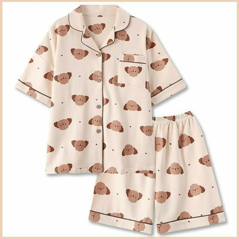 Pajamas Women Korean, Cute Pyjamas Korean, Korean Pajamas Shorts, Pajamas Aesthetic Shorts, Cute Sleepwear Women, Cute Pajamas Set, Cute Sleepwear Korean, Cute Pjamamas, Pjamamas Outfit