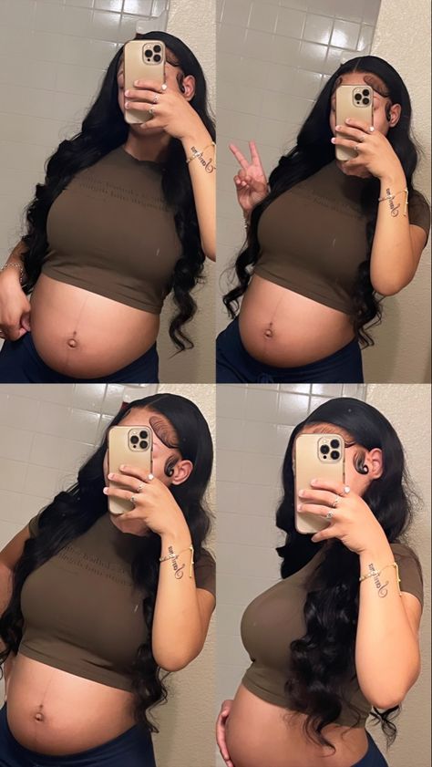 Belly Bump Pictures, Pregnant Outfits Black Women, Bestie Pregnant, Cute Pregnancy Outfits Black Women, Danileigh Pregnant, Small Pregnant Belly, Pregnant Selfies, Black Pregnant Couple, Pregnant Black Women