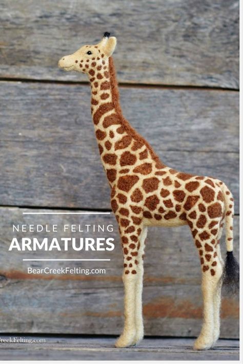 Do you need a wire armature when needle felting? Felted Giraffe, Felt Giraffe, Wire Skeleton, Wool Needle Felting, Needle Felting Tutorials, Bear Creek, Needle Felting Kits, A Giraffe, Needle Felting Projects