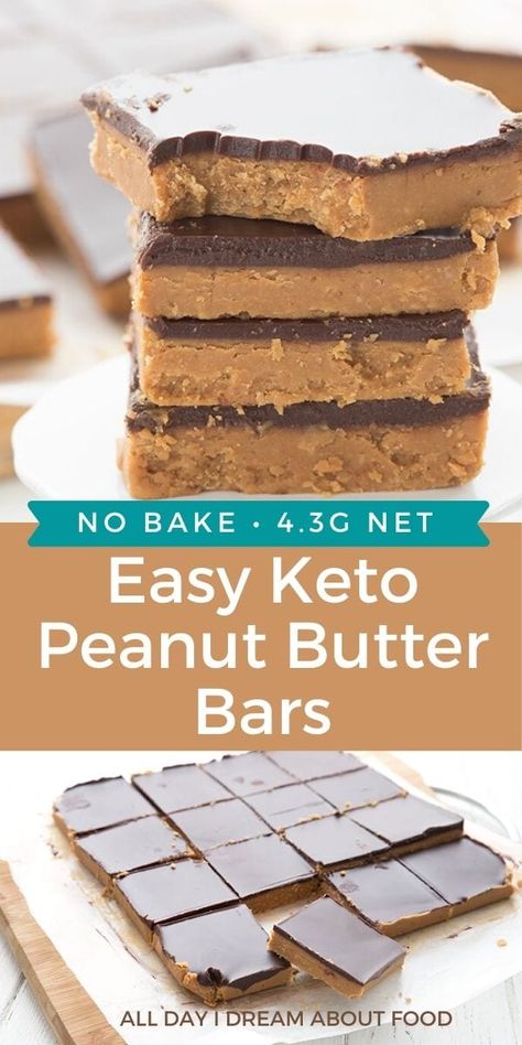 These easy keto peanut butter bars are the ultimate low carb treat! They are completely sugar free and grain free, and my kids swear they taste like Reese's Peanut Butter Cups. Ketofocus Recipes, Keto Peanut Butter Bars, Keto Focus, Butter Bars Recipe, Galletas Keto, Peanut Butter Bars Recipe, Keto Bars, Keto Peanut Butter, Medicine Tips