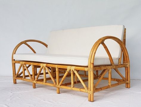 Allias Attic Design Cane Lounge, Bamboo Furniture Design, Cane Sofa, Bamboo Sofa, Cane Furniture, Outdoor Wicker Furniture, Trendy Furniture, White Upholstery, Bamboo Furniture