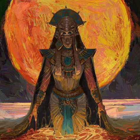 ArtStation - Priestess of Ra Egyptian God Art, Sun Priestess, Ra Egyptian God Art, Egyptian Mythology Art, Sun God Ra Art, Egyptian God Ra Art, Egyptian Gods Concept Art, Ra God, Egyptian Priestess Character Design