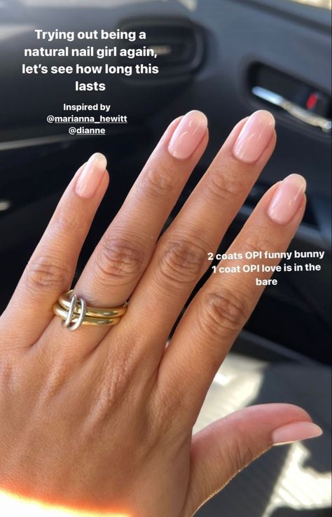 Perfect Neutral Nails, Marianna Hewitt Nails, Micro French Nails Round, Hens Nail Ideas, Wedding Nail Colors Opi, Giving Birth Nails, Opi Color Combinations, Opi Natural Gel Colors, Opi Natural Nail Colors