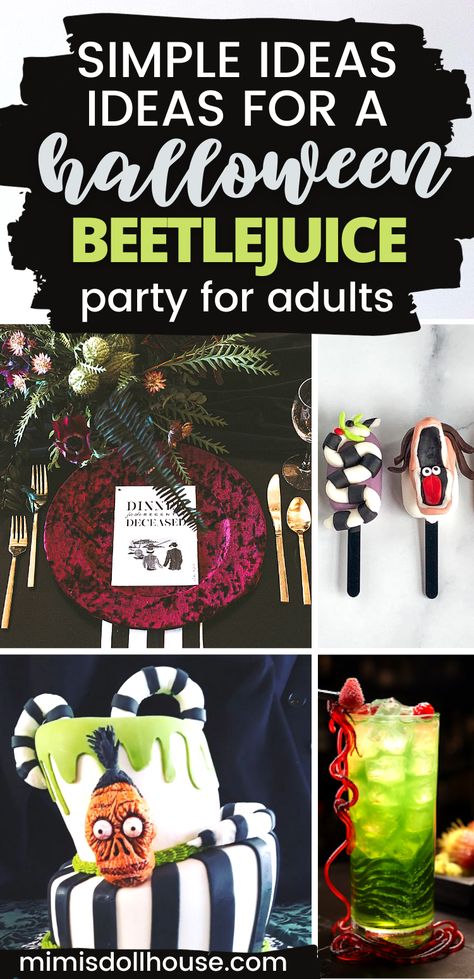 Beetlejuice Date Night, Beatle Juice Movie Night, Beetlejuice Kitchen Ideas, Beetle Juice Dinner Ideas, Bettlejuice Theme Dinner, Bettle Juice Food Ideas, Bettle Juice Party Theme, Bettle Juice Party Food, Bettle Juice Movie Night