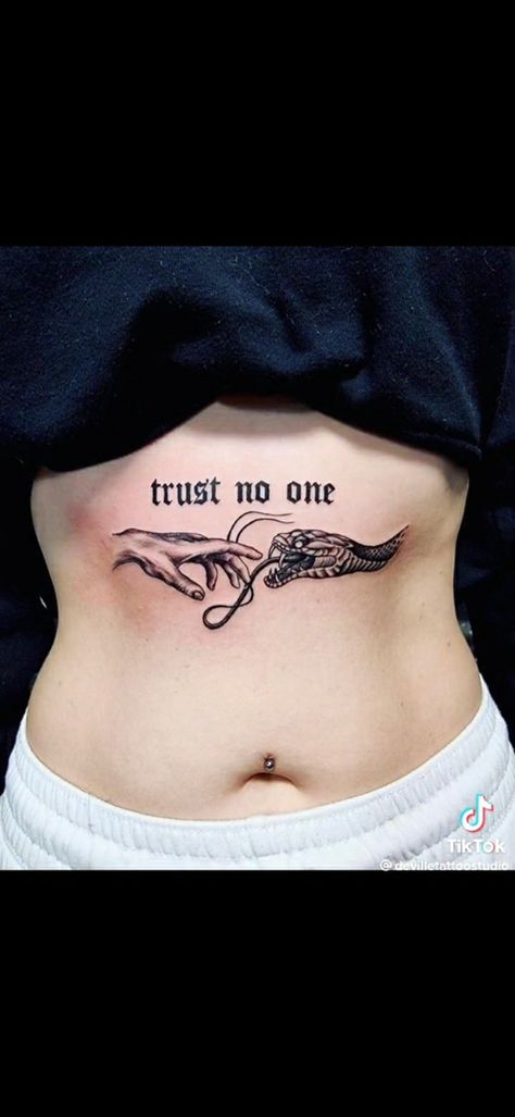 Cheating Tattoo For Women, Masculine Tattoos For Women, Masculinity Tattoos, Side Burn Tattoos For Women, Tattoos For Baddies, Tattoo Trust No One, Trust No One Tattoo Design, Side Burn Tattoos, Medium Tattoos For Women