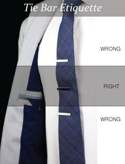 tie bar placement Right And Wrong, Mens Attire, Sharp Dressed Man, Men Style Tips, Tie Bar, Dress For Success, Gentleman Style, Tie Knots, Suit And Tie