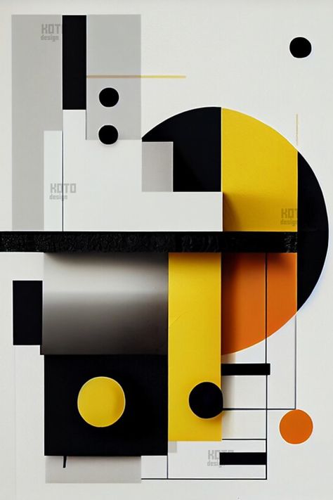 Geometrical artwork with black, red, orange shapes and lines Bauhaus Art Movement, Bauhaus Artwork, Bauhaus Design Architecture, Movement Artwork, Bauhaus Illustration, Bauhaus Interior, Modern Bauhaus, Geometric Graphic Design, Bauhaus Architecture