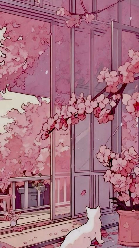 Sakura Aesthetic Wallpaper, Sakura Wallpaper Aesthetic, Pink Anime Aesthetic Wallpaper, Pink Japanese Aesthetic, Pink Cat Aesthetic, Pink Lofi Aesthetic, Pink Cat Wallpaper, Soft Pink Aesthetic Wallpaper, Soft Pink Wallpaper