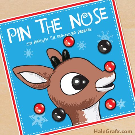 FREE Printable Christmas Pin the Nose on Rudolph Pin The Nose On Rudolph, Reindeer Printable, School Christmas Party, Rudolph Christmas, Rudolph The Red Nosed Reindeer, Christmas Carnival, Kids Christmas Party, Christmas Birthday Party, Preschool Christmas