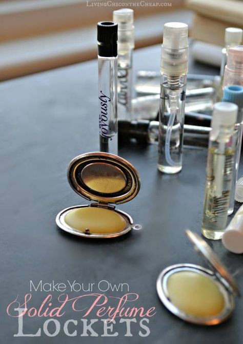 Make Your Own Solid Perfume Lockets Perfume Tutorial, Diy Beauty Organizer, Homemade Perfume, Perfume Locket, Perfume Recipes, Diy Kosmetik, Diy Perfume, Beauty Organization, Perfume Making