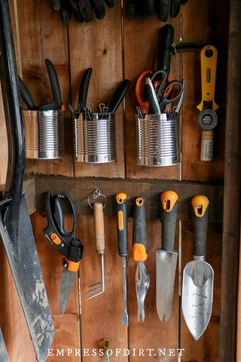 Shed On Wheels, Mudroom Garage, Tool Storage Shed, Garden Shed Interiors, Garage Mudroom, Garage Storage Inspiration, Garden Tool Rack, Garage Diy, Storage Shed Organization