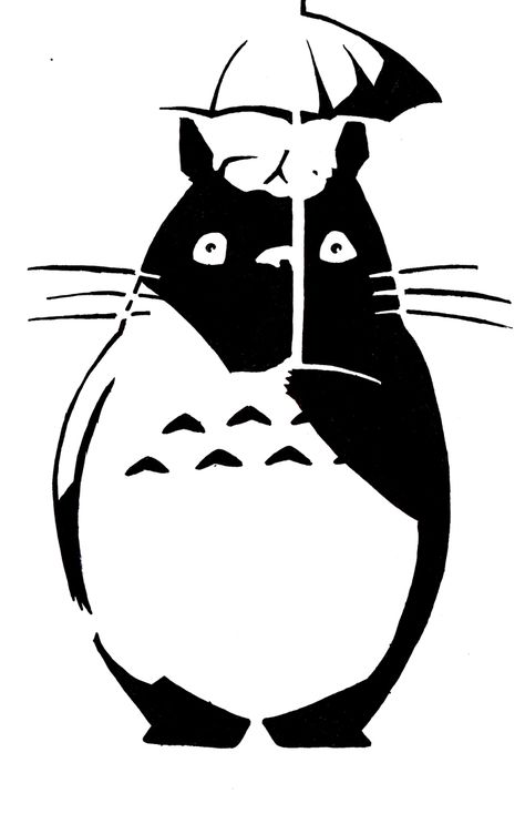 Studio Ghibli Silhouette, Totoro Stencil, Totoro Outline, Totoro Cricut, My Neighbor Totoro Line Art, Totoro Graphic Design, Spray Paint Stencils, Flag Coloring Pages, Saved Tattoo