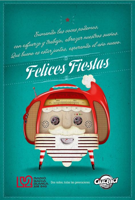 Radio Christmas Salutation on Behance Christmas Greetings, Radios, Lunch Box, Christmas