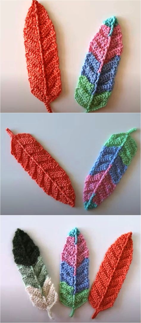 Free Crochet Feather Pattern, Crochet Feather Pattern, Crocheted Feathers, Crochet Feathers Free Pattern, Hippie Crochet Patterns Free, Crochet Room, Crochet Reversible, Crochet Shapes, Crocheted Gifts