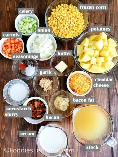 Potatoe Corn Chowder, Potato And Corn Chowder Crockpot, Potato Soup With Vegetables, Sweet Potato Corn Chowder, Corn Chowder Recipe Crockpot, Potato Corn Chowder Instant Pot, Potato Soup With Corn, Summer Corn Chowder Recipe, Corn Potato Soup