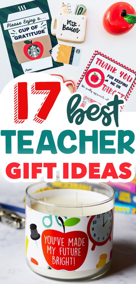 17 Cute End of Year Teacher Gifts - sweet ideas for our favorite educators Daycare Goodbye Gifts For Teacher, Middle School Teacher Gifts, End Of Year Teacher Gifts, Daycare Teacher Gifts, Teacher End Of Year, Preschool Teacher Gifts, Coffee Gifts Card, Cute Teacher Gifts, Teacher Craft