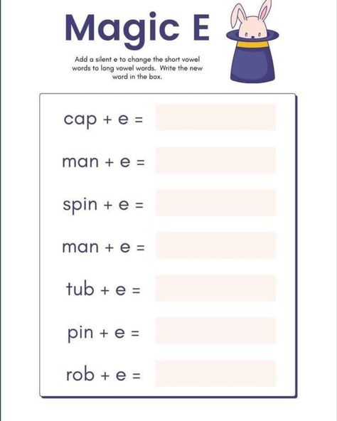 Magic with 'e' READING TIME 📚 #grammar #english #learning #kids #children #school #onlinlearning #words #vocabulary Magic E Worksheet, E Worksheet, Homeschool Phonics, Magic E Words, Free Kindergarten Printables, Phonics Worksheets Free, Long Vowel Words, Kindergarten Phonics Worksheets, Phonics Rules